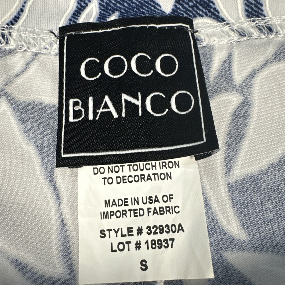 Coco Bianco Wide Leg Pants Blue & White Floral Women 8 Stretch Palazzo Boho USA - Picture 2 of 10